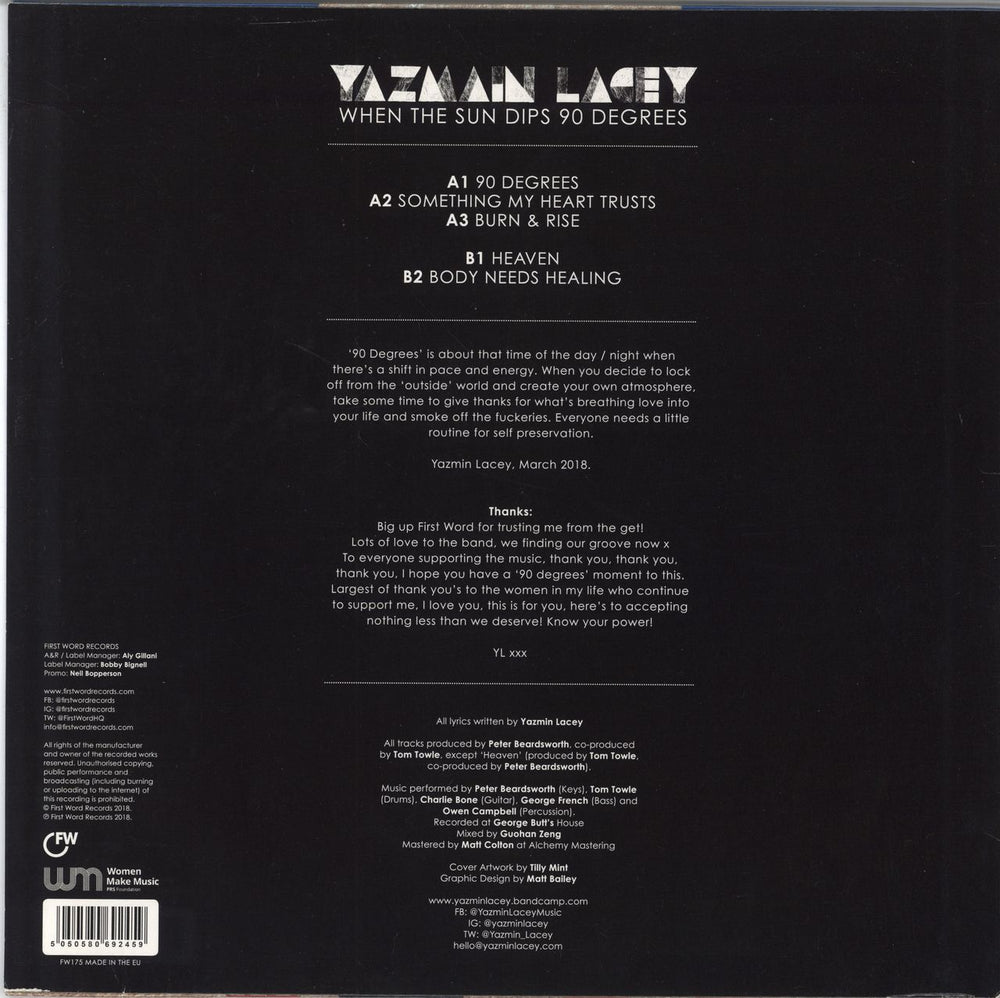 Yazmin Lacey When The Sun Dips 90 Degrees UK vinyl LP album (LP record) 5050580692459