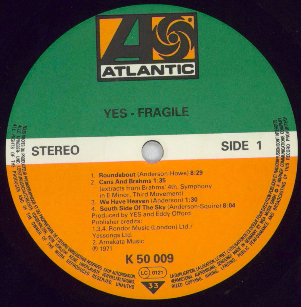 Yes Fragile - EX German vinyl LP album (LP record) YESLPFR826558