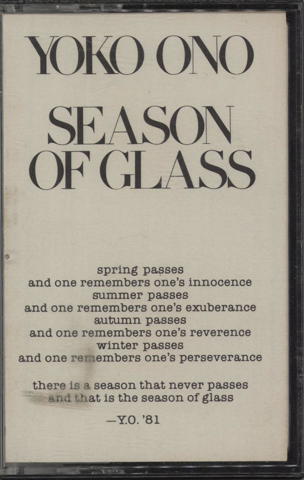 Yoko Ono Season Of Glass US Promo cassette album M52004