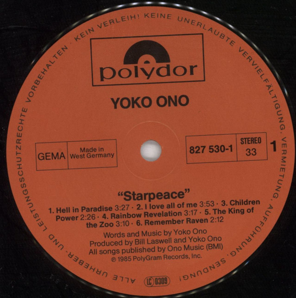 Yoko Ono Starpeace German Promo vinyl LP album (LP record) ONOLPST817974