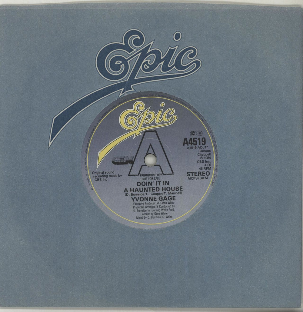 Yvonne Gage Doin' It In A Haunted House UK Promo 7" vinyl single (7 inch record / 45) A4519ADJ1