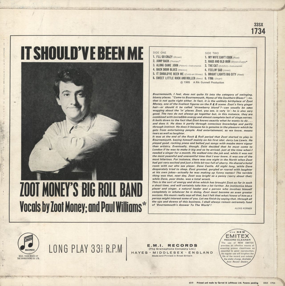 Zoot Money It Should've Been Me UK vinyl LP album (LP record) 33SX1734