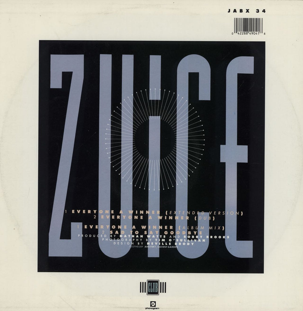 Zuice Everyone A Winner UK 12" vinyl single (12 inch record / Maxi-single) 042288490418